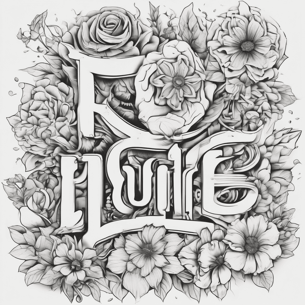A text surrounded by flowers