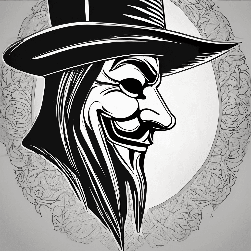 Guy Fawks mask with hat in Profil (side view)