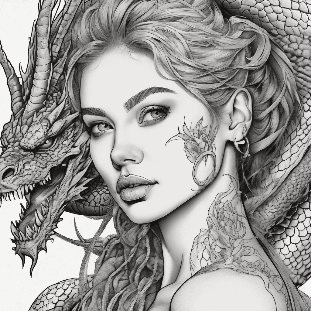 Butyfull woman’s face with dragon