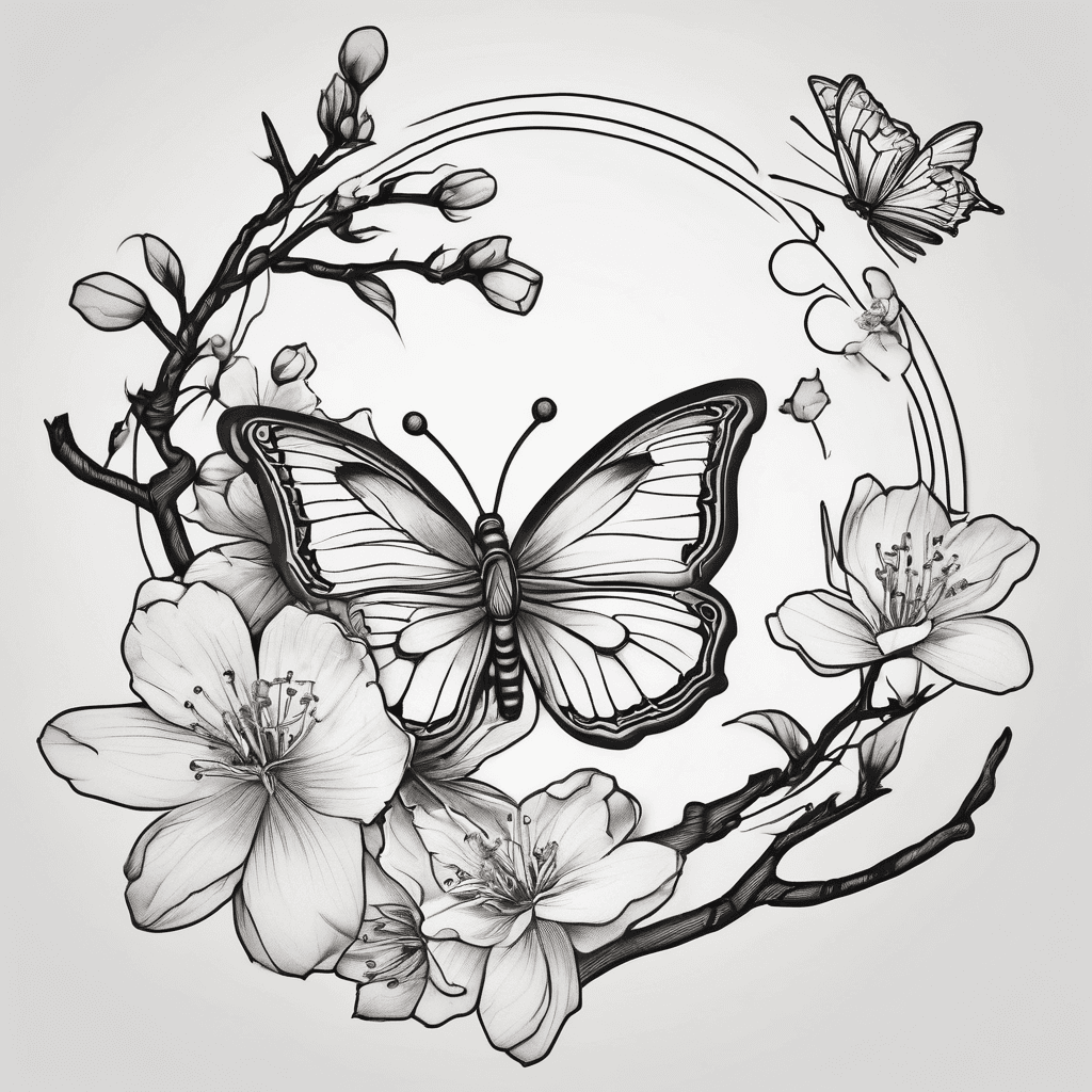 Add cherry blossoms and butterflies