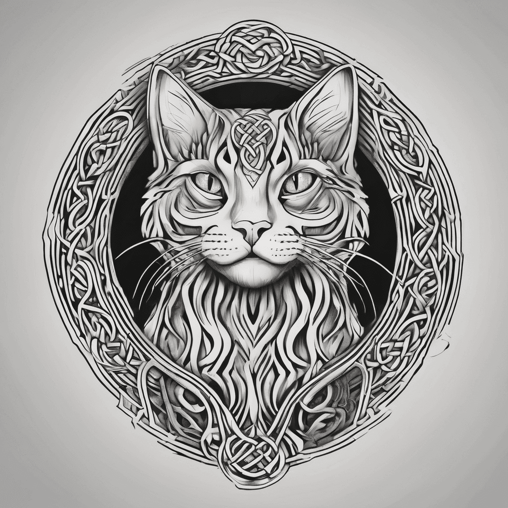 celtic knnot with cat portrait