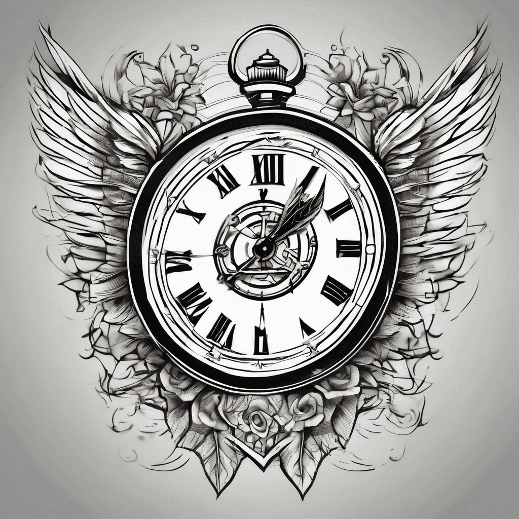 clock with angle wings and a date