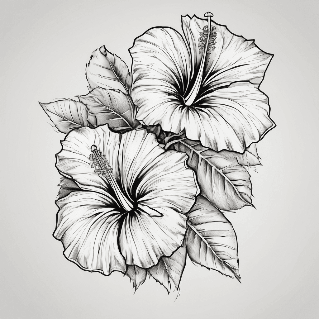 A small hibiscus flower with “kamapuana” next to it in cursive