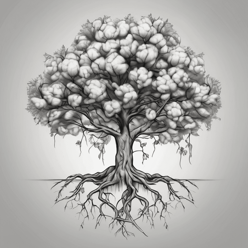 Cotton wood tree with long roots