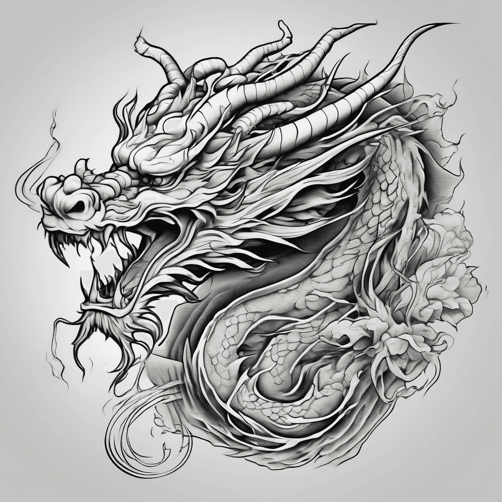 Chinese old wise mystical dragon, manga style