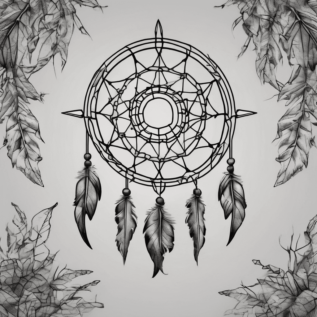 Dark dream catcher made of branches, leaves, horns, spider web, feathers. Primal, mystical vibe