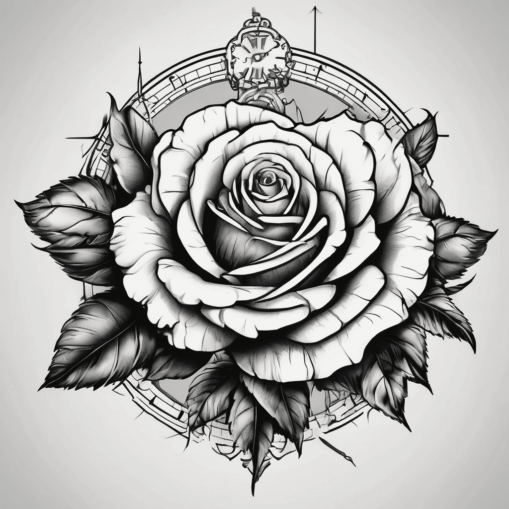 Church clock rose Roman numerals