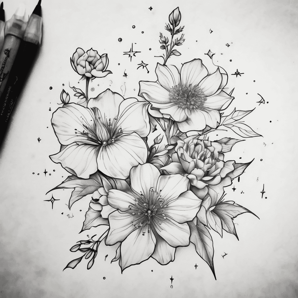 A minimalist tattoo for three boys that were born in March May and July possibly there, birth flowers or constellations