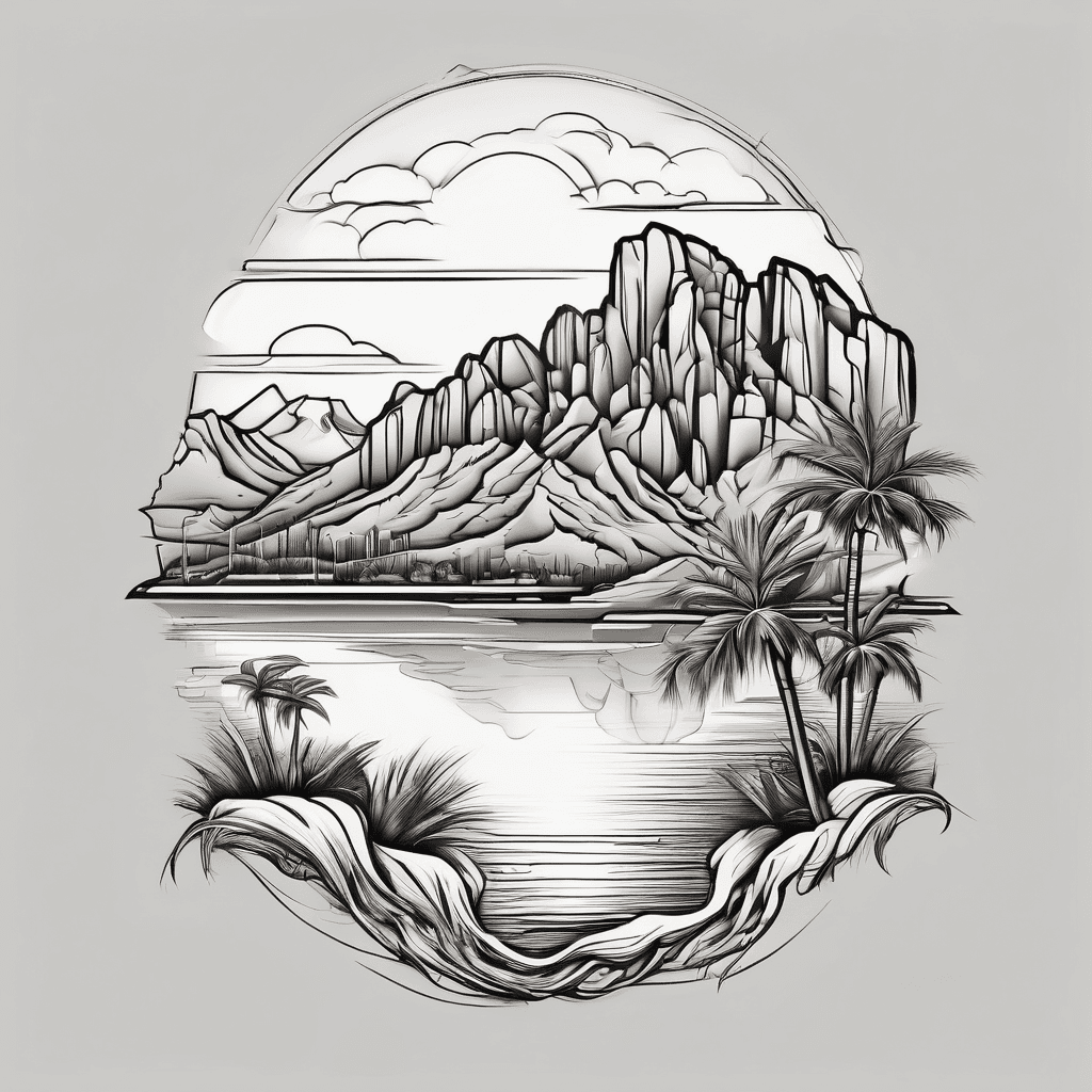 Small island with Arizona sunset