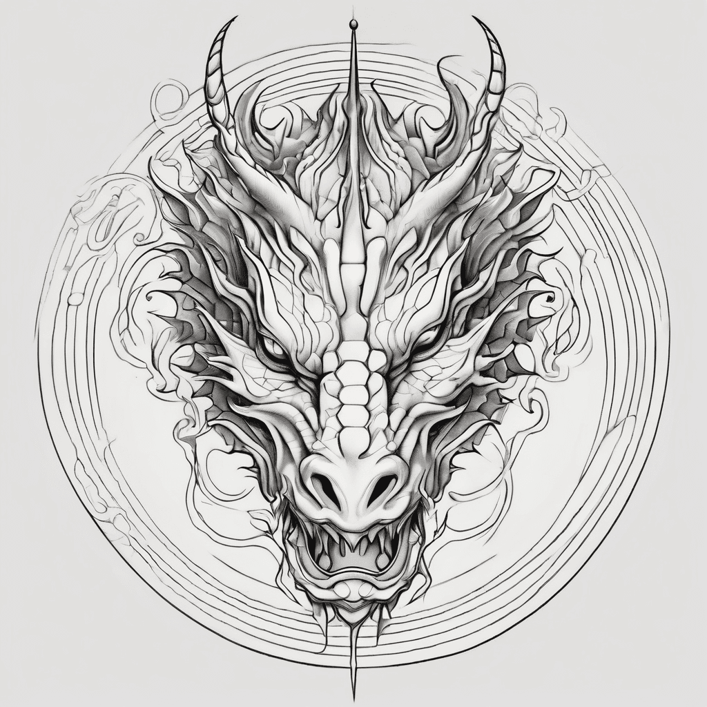 A minimalist Aquarius dragon face tattoo