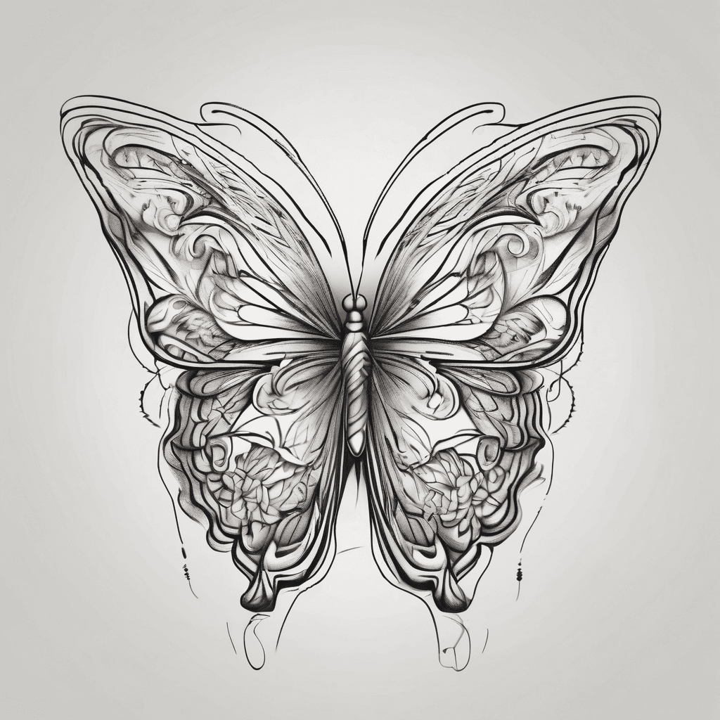 Butterfly wings on top of cursive letter p