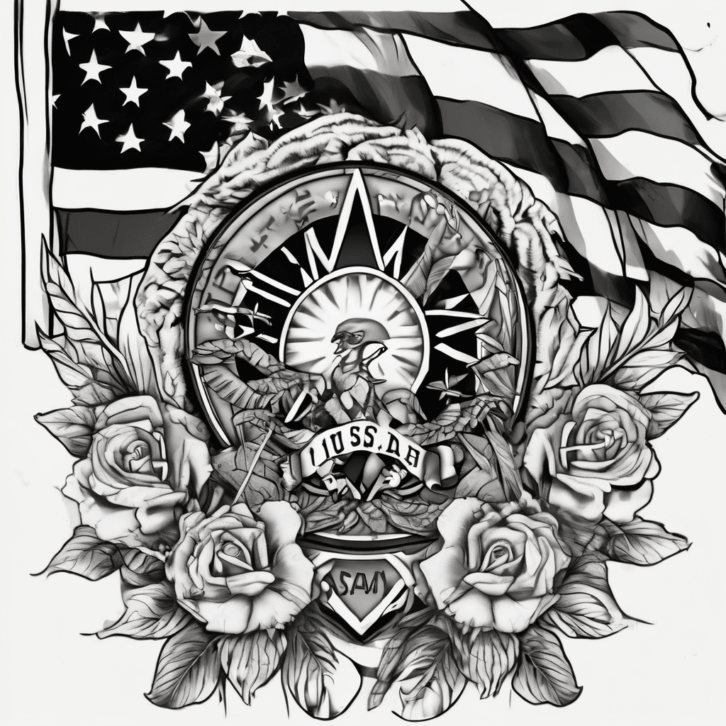 Create an arm sleeve tattoo incorporating my anniversary date and my kids birthdays. Mix in a dupe flag of USA/filipino and also incorporate the US ARMY
