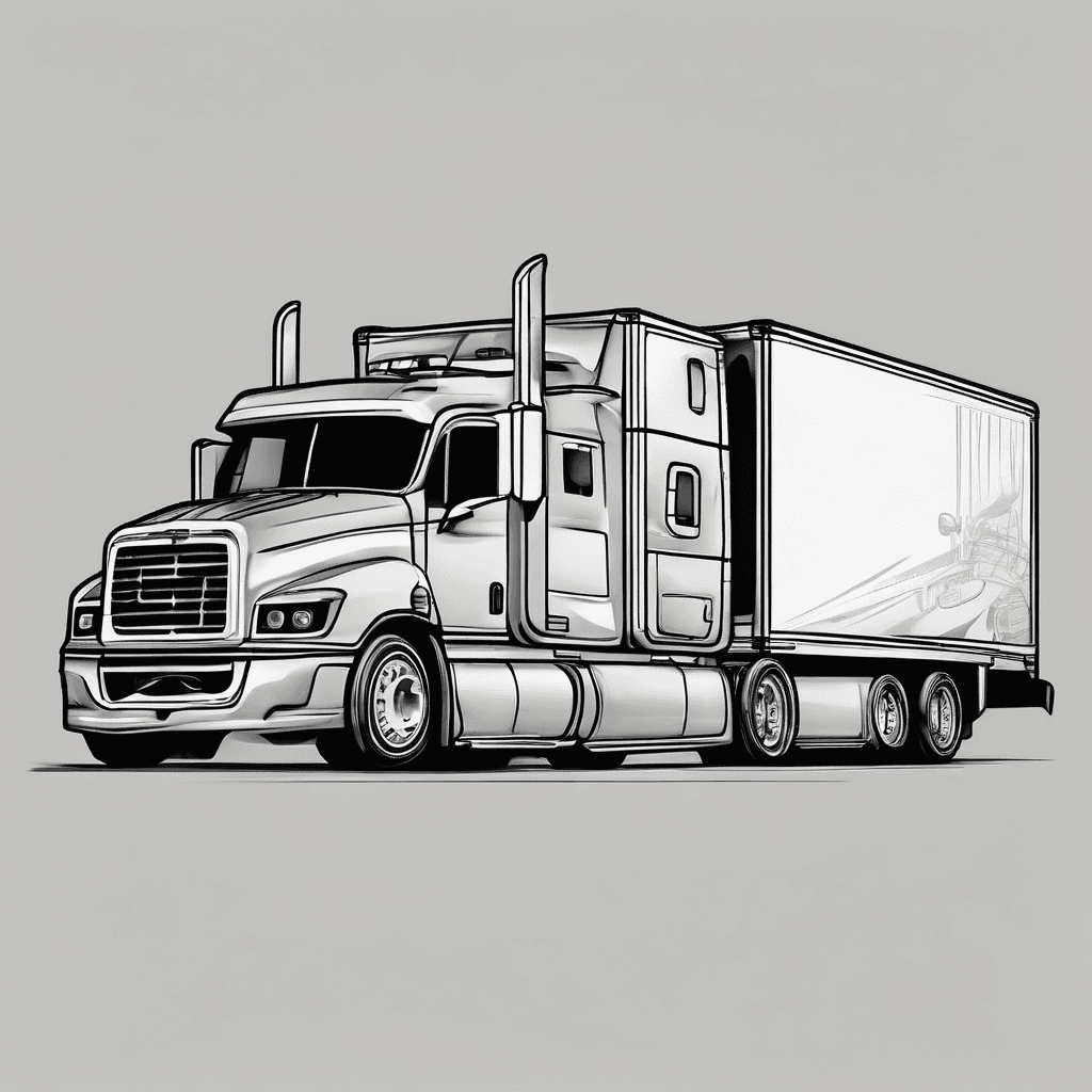 My truck with the three trailers behind it