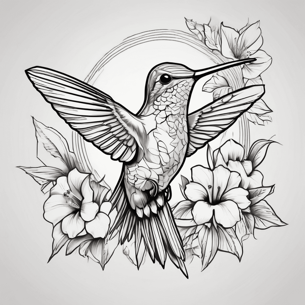 Hummingbird with Hawaiian flower