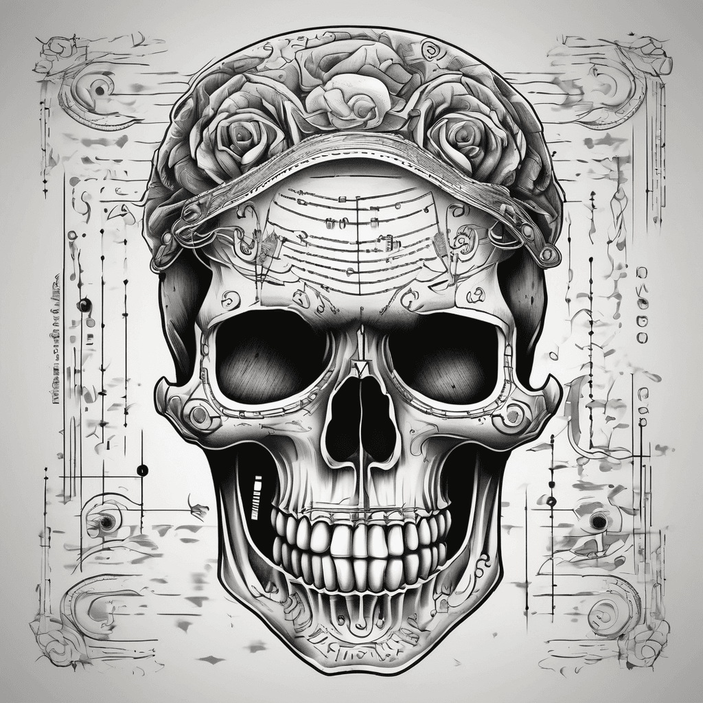 Skull or ghost with Morse code midden saying “daddy’s beautiful girl”