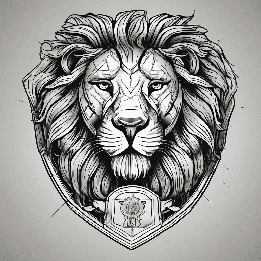 Lion with a shield on the shield the date 04/07/17