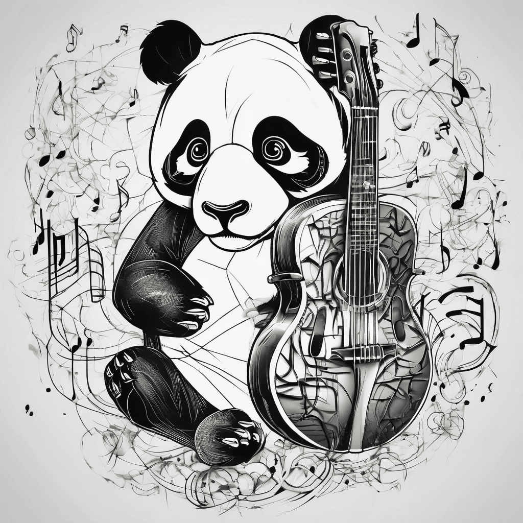 a abstract panda with music notes