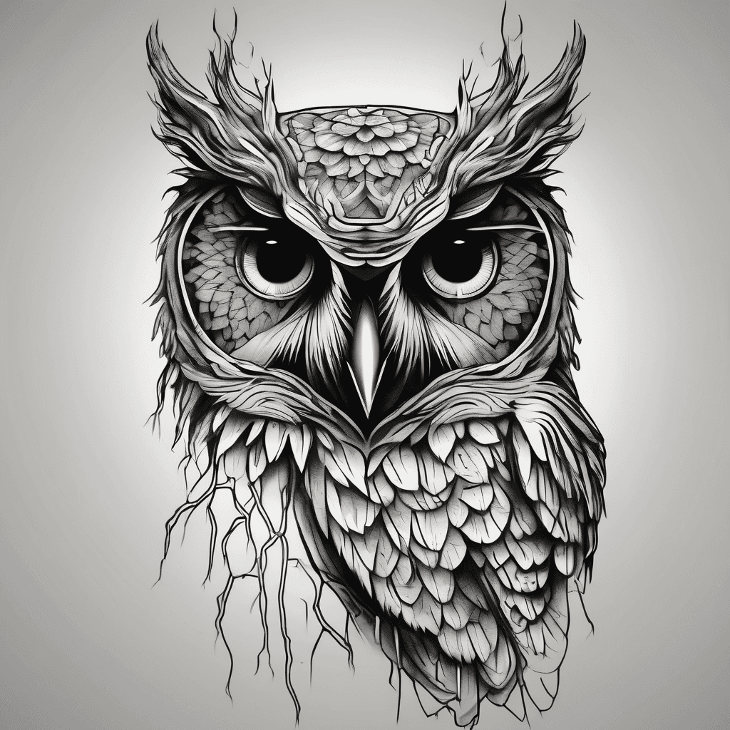 A tree with a owl face inside with owls eyes being our glasses