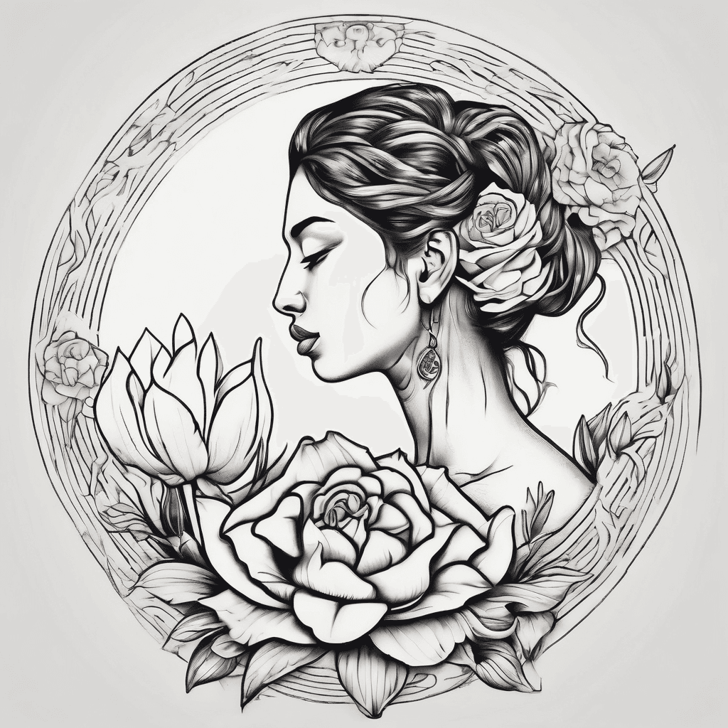 Namaste with rose lily of garden flower grounded woman