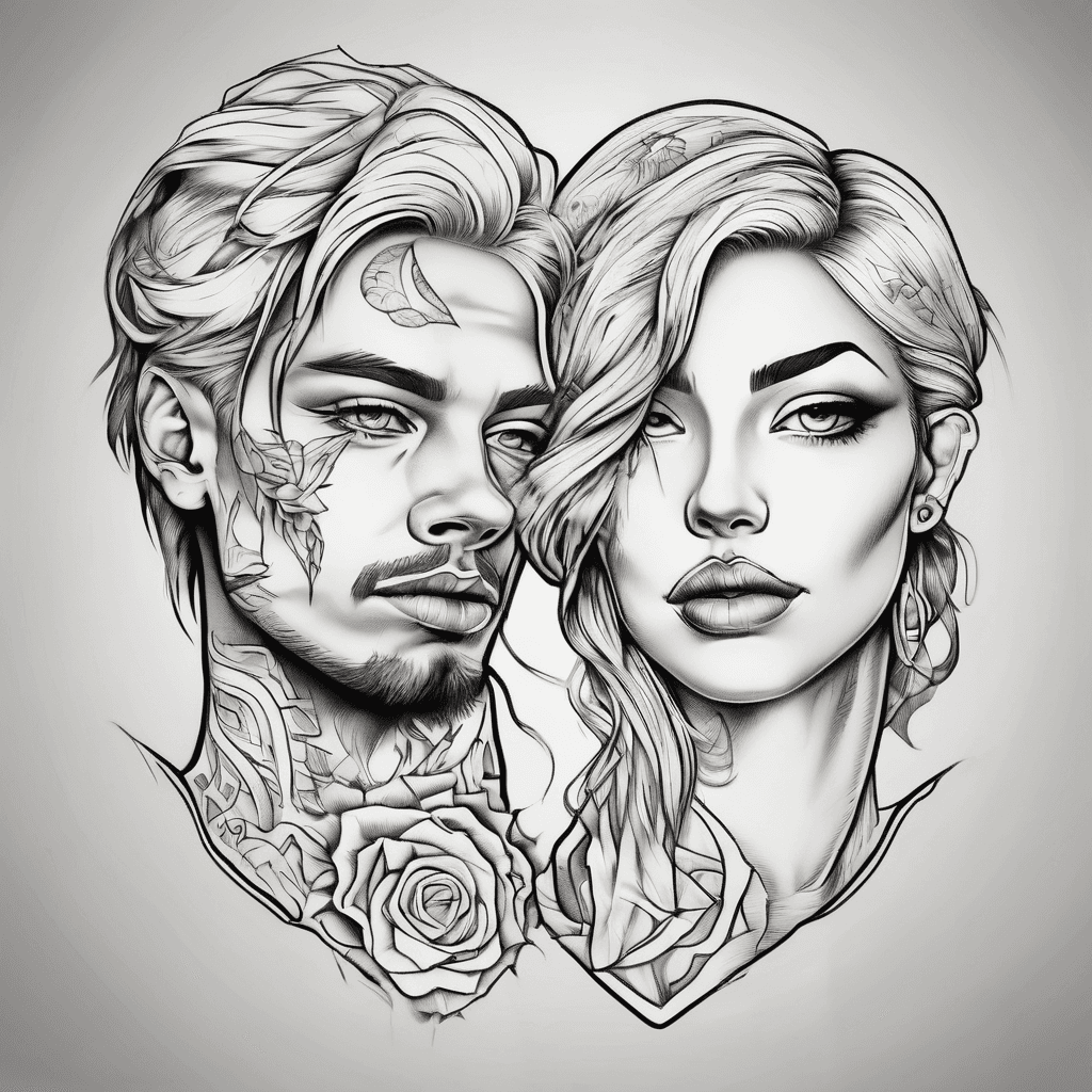 Matching couple tattoos
