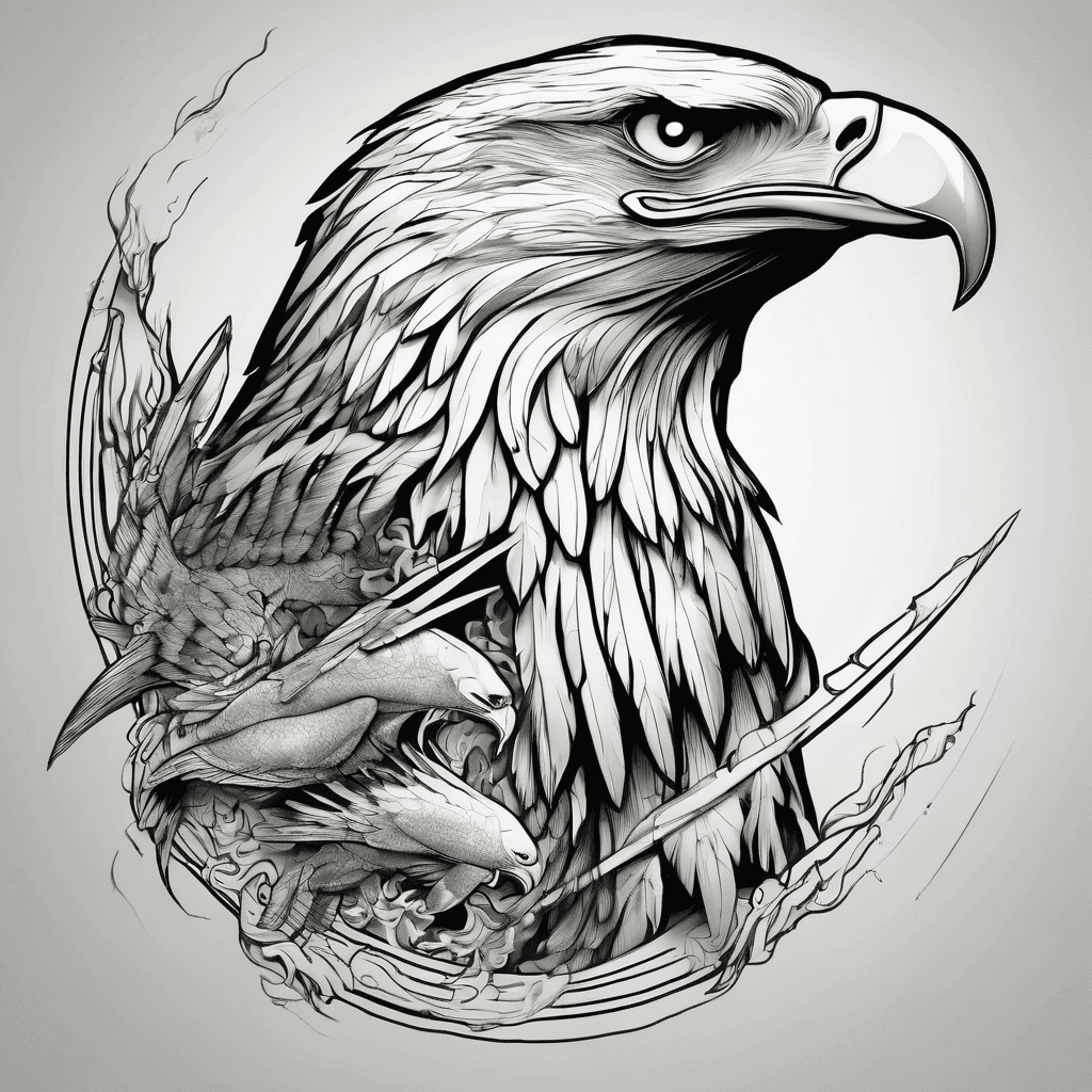 Eagle preying on a fish
