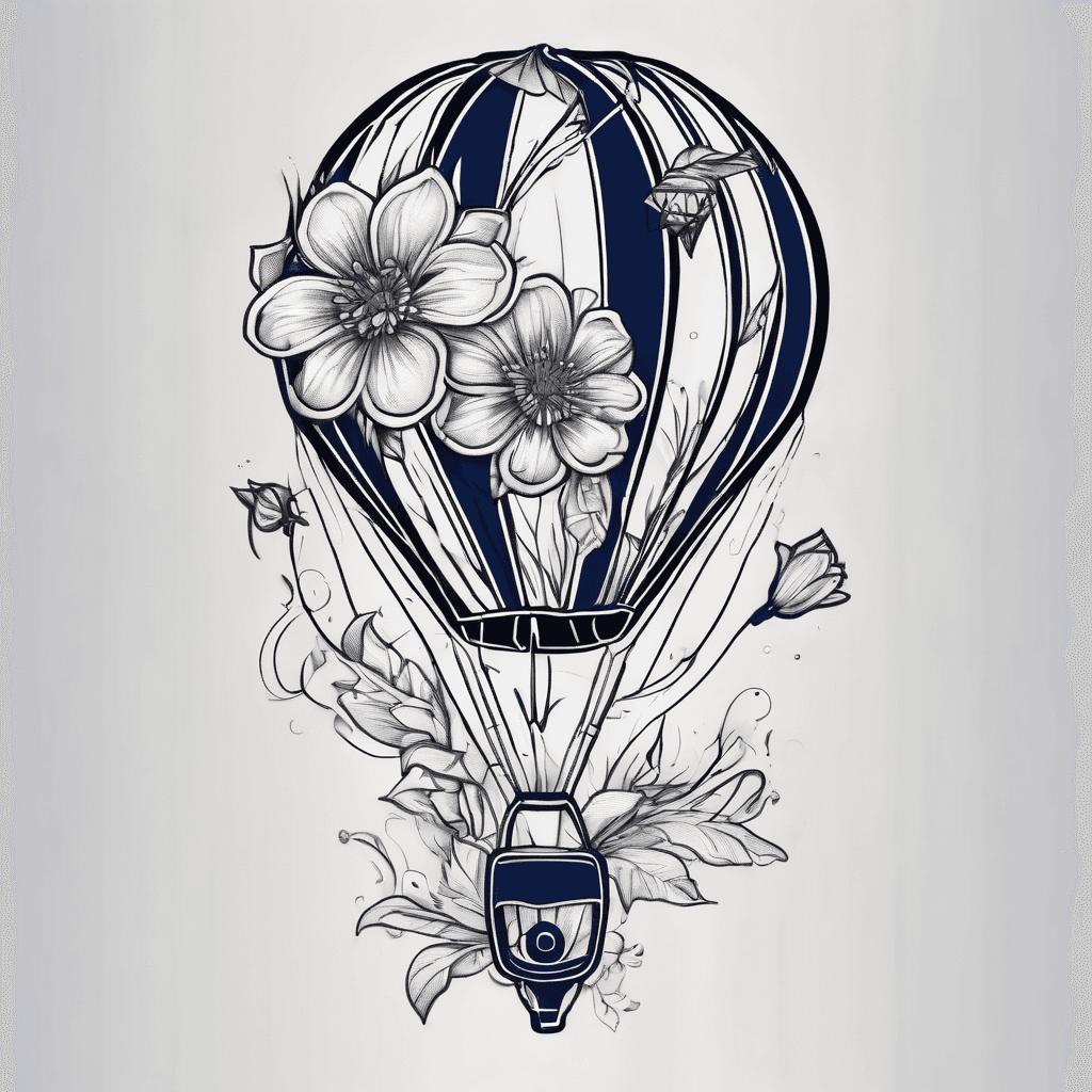 Flowers attached to a parachute falling in a dark blue background