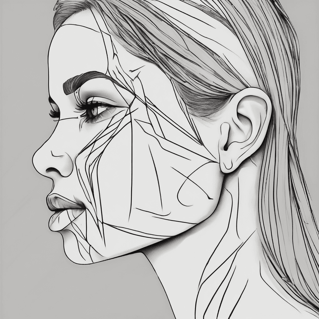 One line minimalist of face fetures