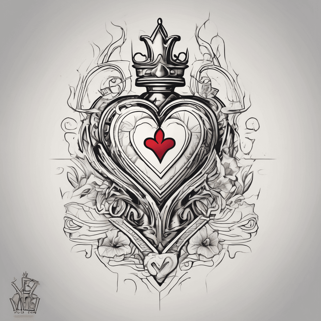 Ace of Hearts with the Work Ryker vertically wrote in the top right hand corner