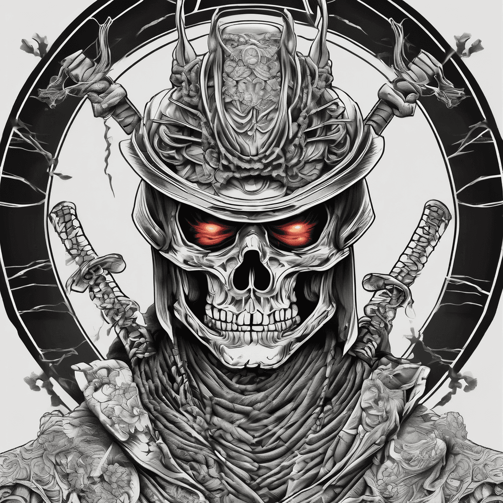 japanese skeleton samurai for full back