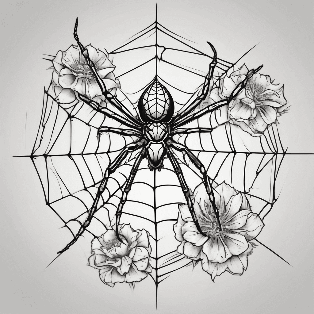 Spider webs and flowers and spider