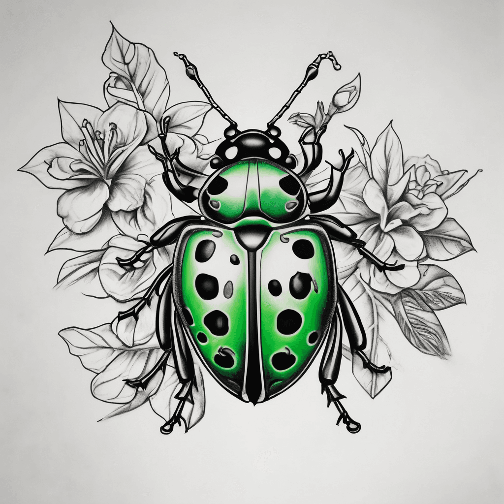 Ladybug and lipstick tattoo with Brandy Ladybug Green and dates December 27, 1978- January 8, 2026