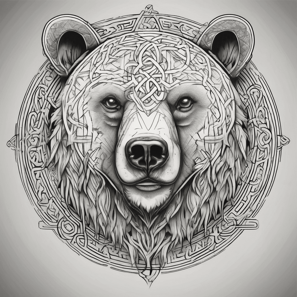 Born the bear with Celtic runes and knotwork background