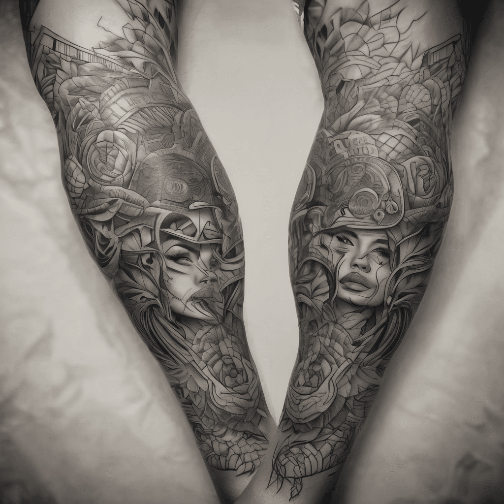 A full leg sleeve. Incorporate Mexican Culture, western culture, veterinary medicine, baseball, Yankees, and Film
