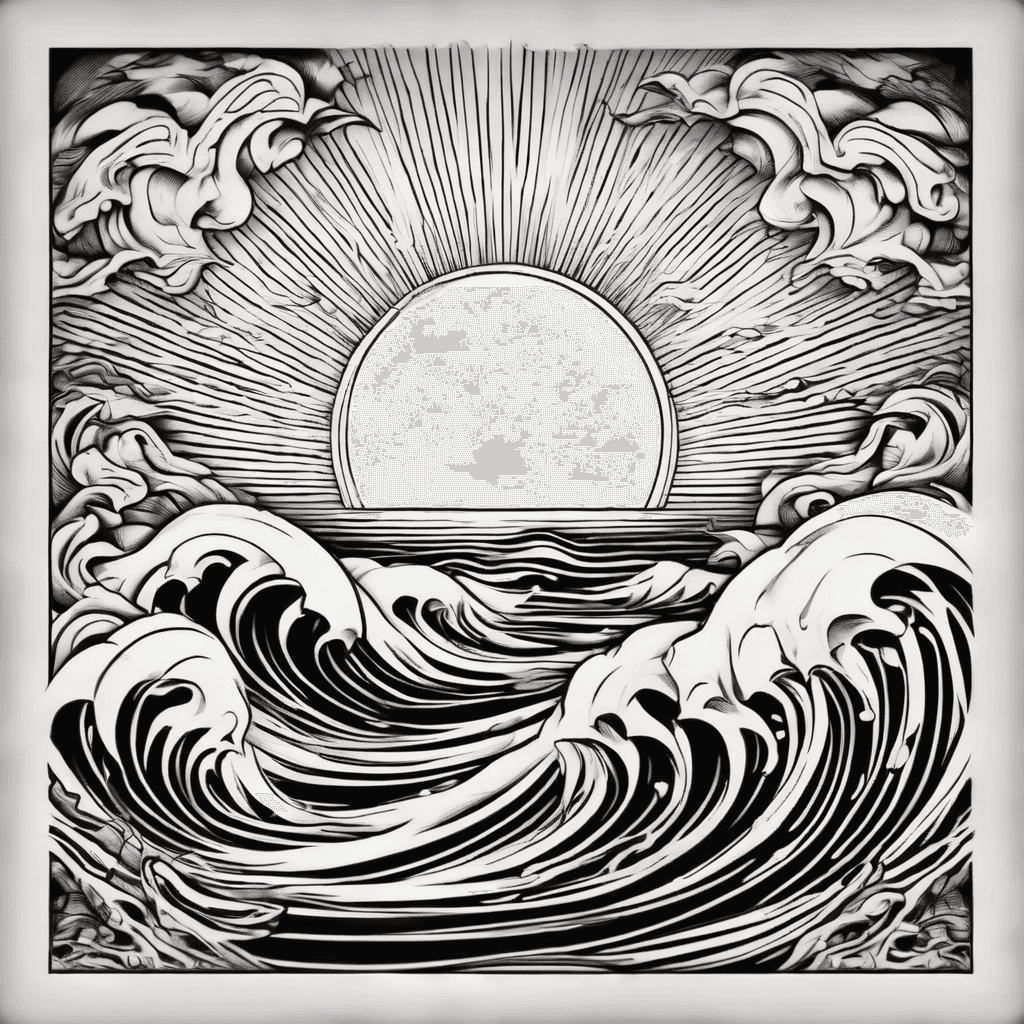 Ocean waves with a sun