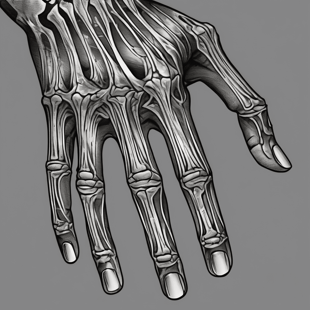 a skeleton hand on a hand
