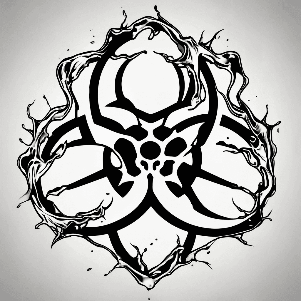 Biohazard sign melting through the skin