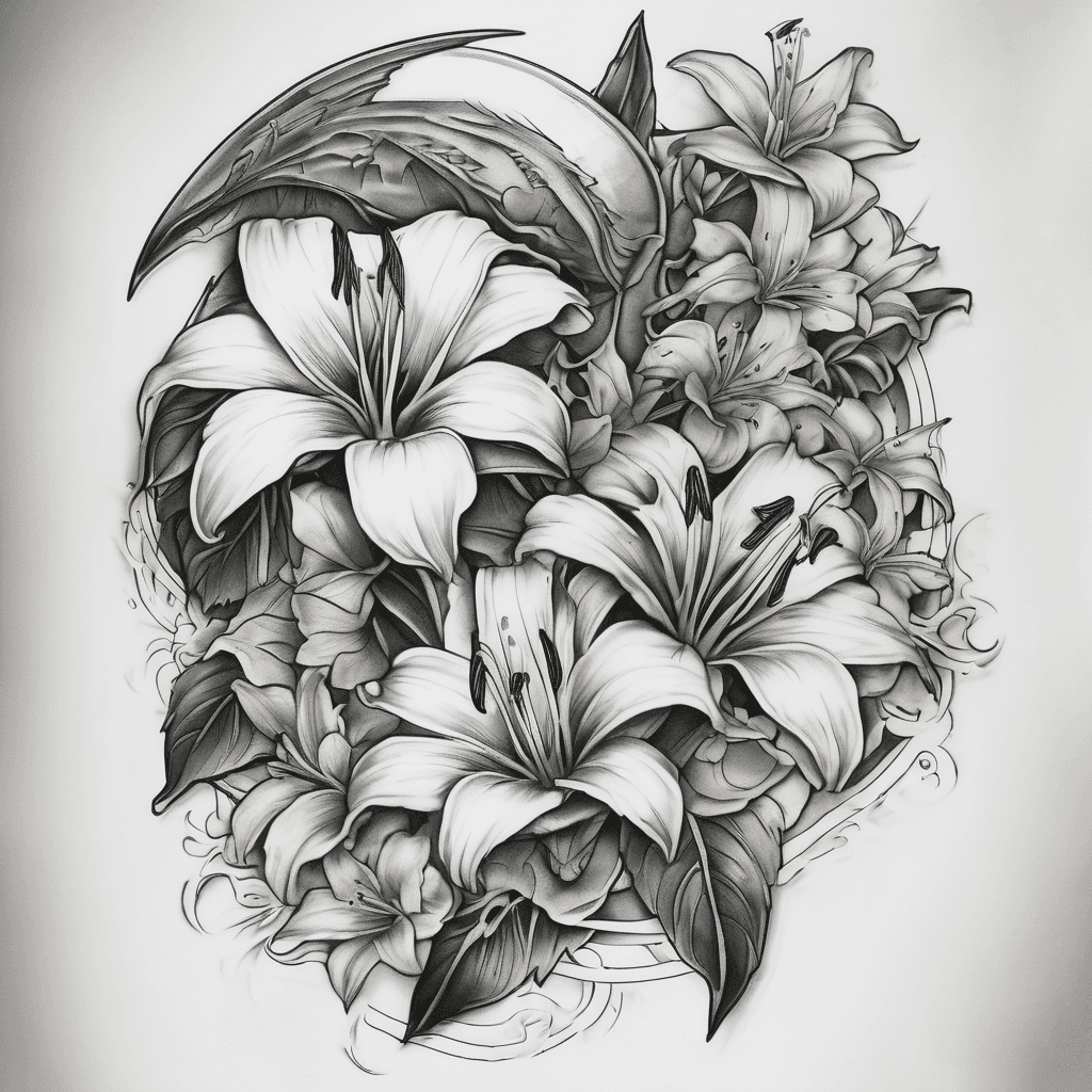 roman numeral9•2•24 tattoo with lillies behind it
