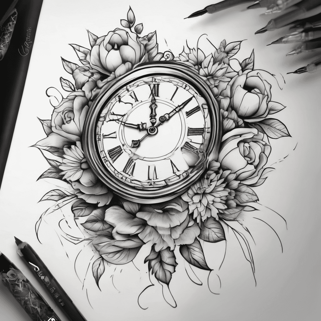 Clock ,flowers, name Everley 10/03/2026
