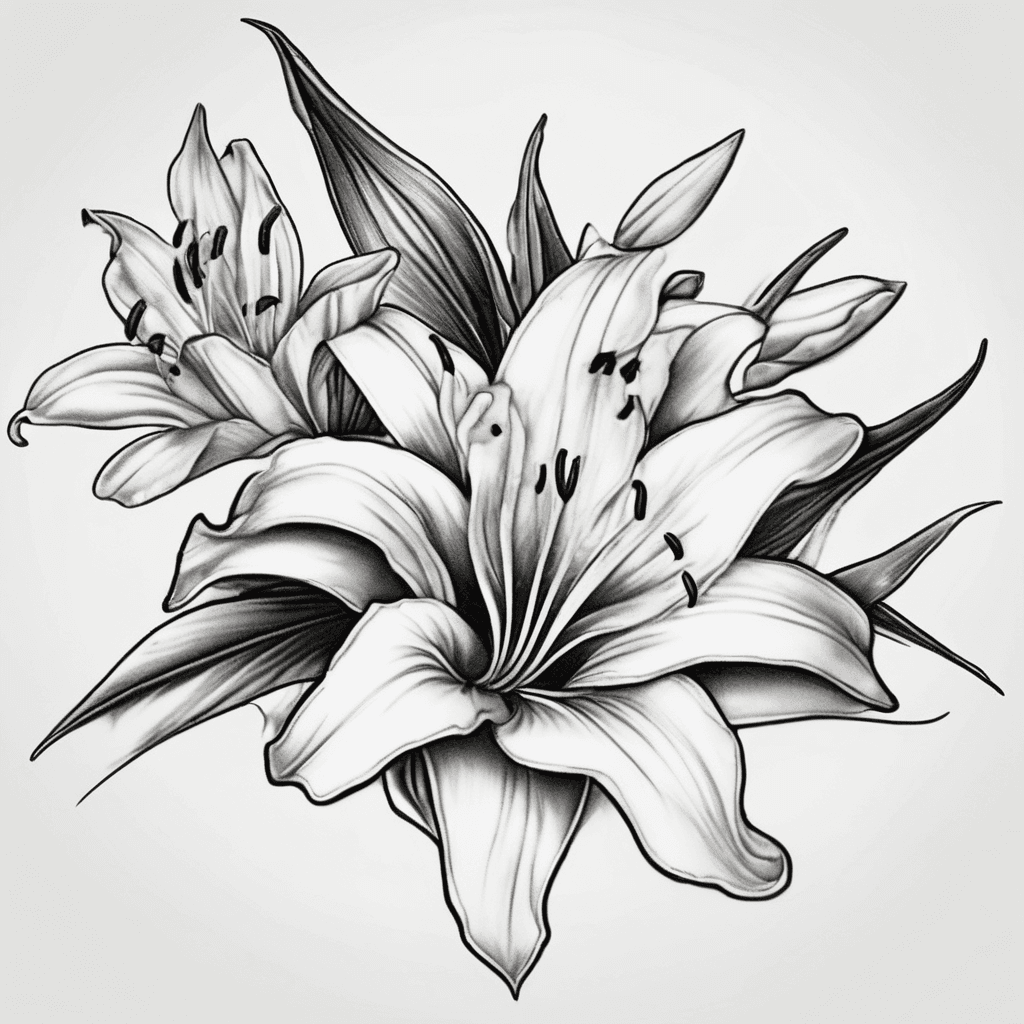 Small side rib tattoo with lilies, fine line style, minimal shading, elegant flow from under the chest to the hip”