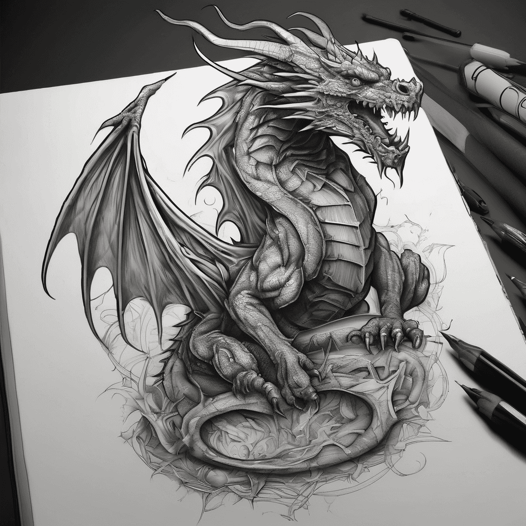Book dragon, dark with lots of wispy