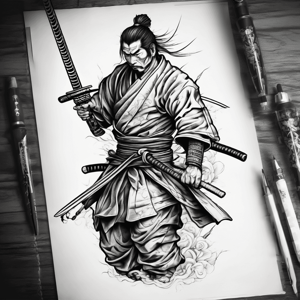 Samurai holding katana - forearm
