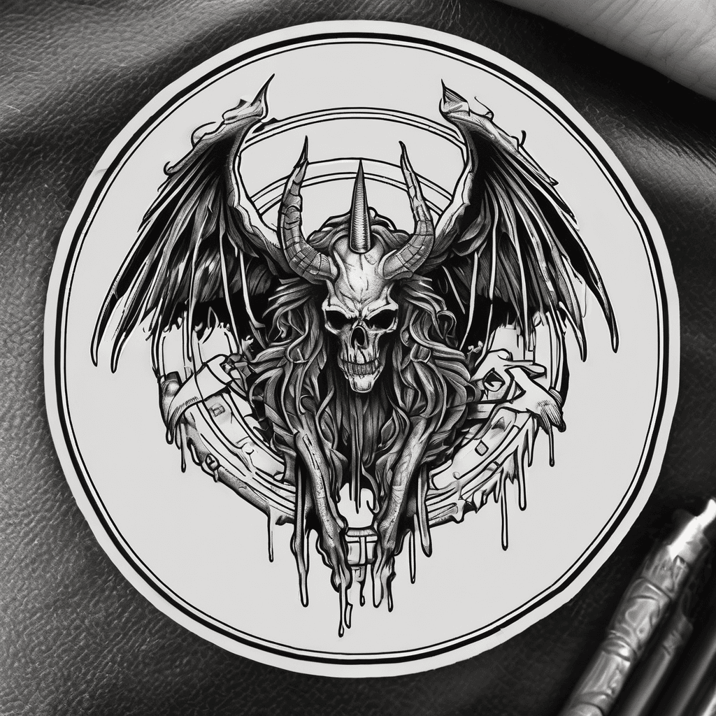 Patch Layout (classic 3-piece) Top Rocker: BLACKTOP Center Patch: something bold and simple Bottom Rocker: SINNERS Small side patch: “MC” redeemed angelic demon on Blacktop” Horned angelic demon crouched low, one hand gripping the road Asphalt cracking under it Subtle tire marks across its body
