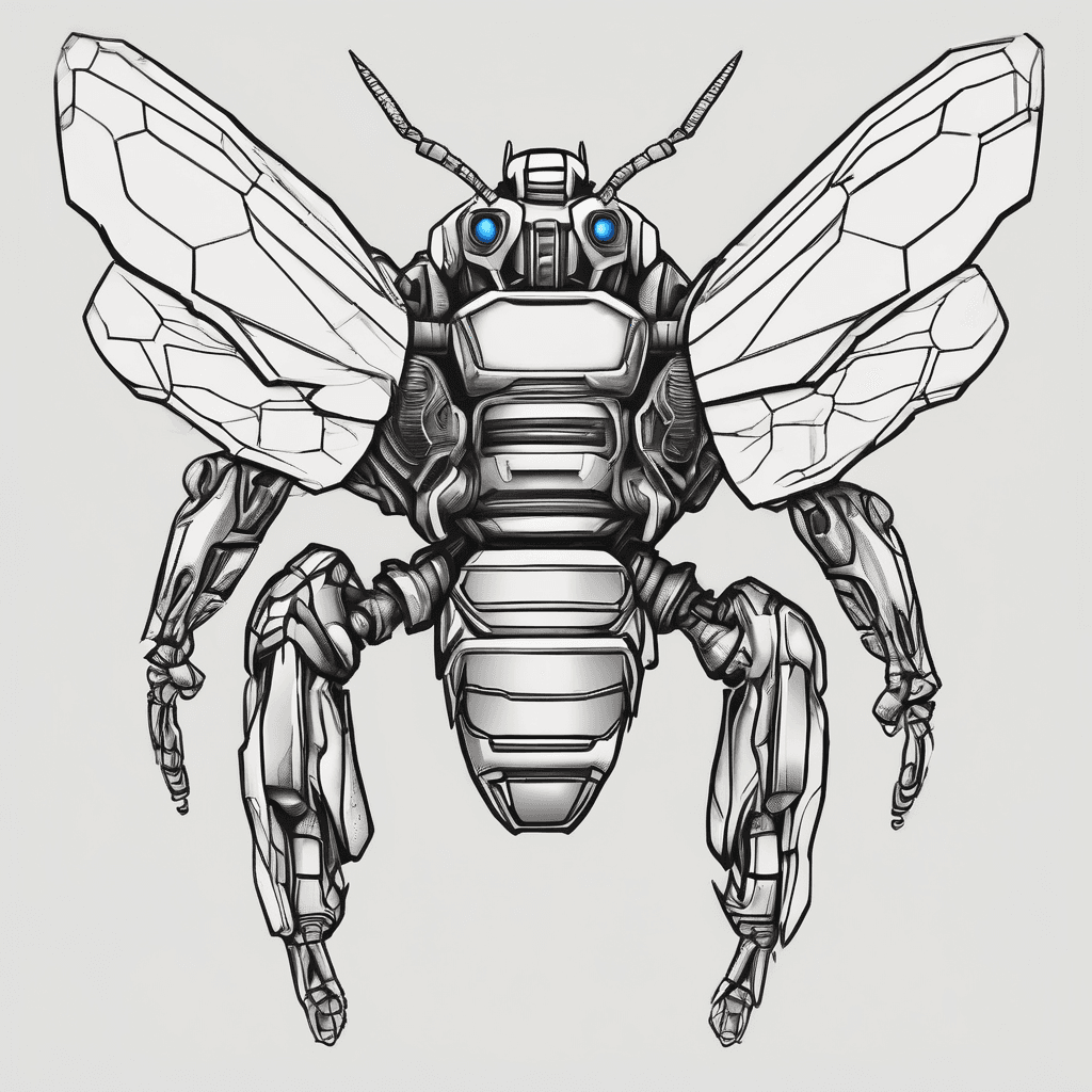 Bumblebee transformer tattoo blank and white shading blue eyes