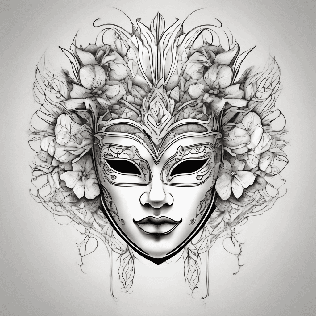 Feminine fine line theater mask