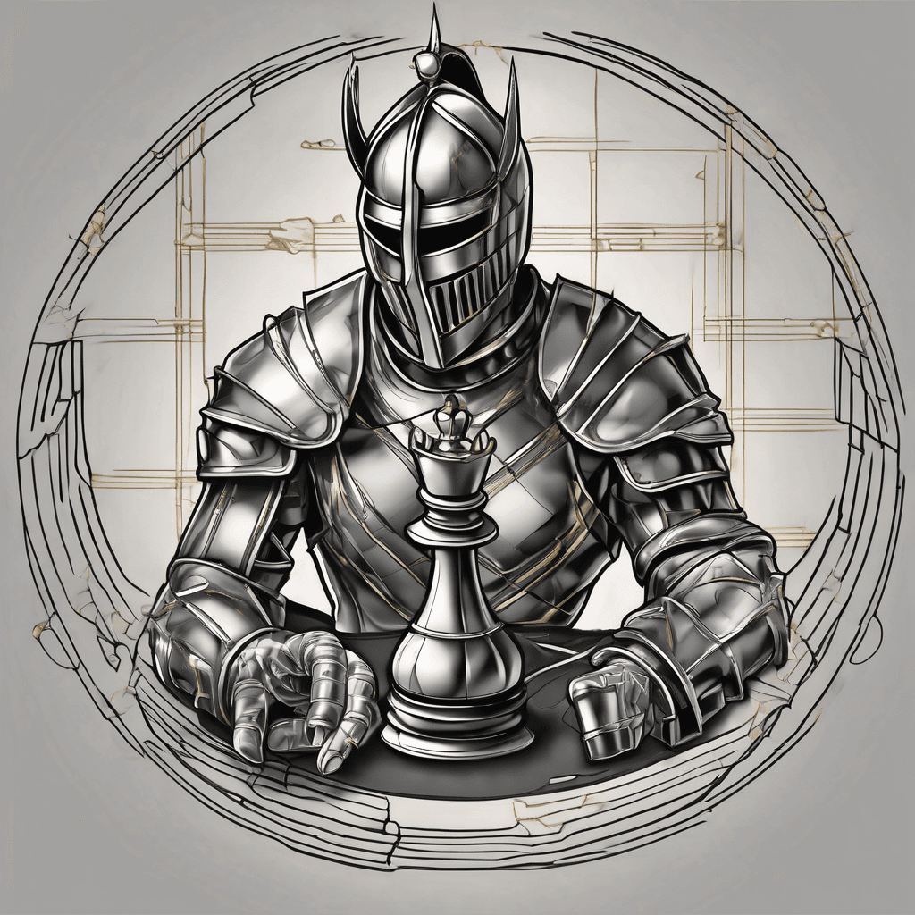 Blick knight chess peice that has cracks repaired with gold