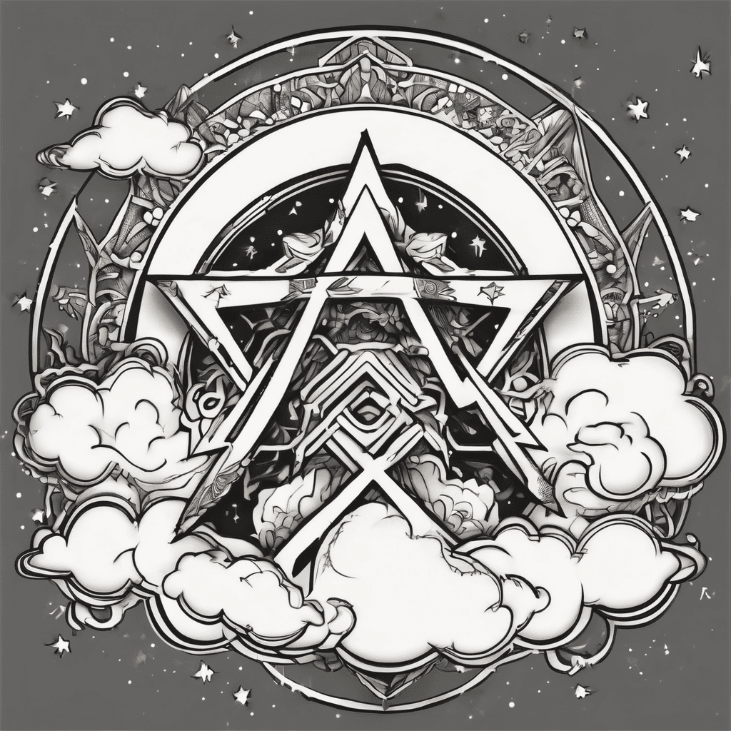The word kiyah with clouds and stars around it