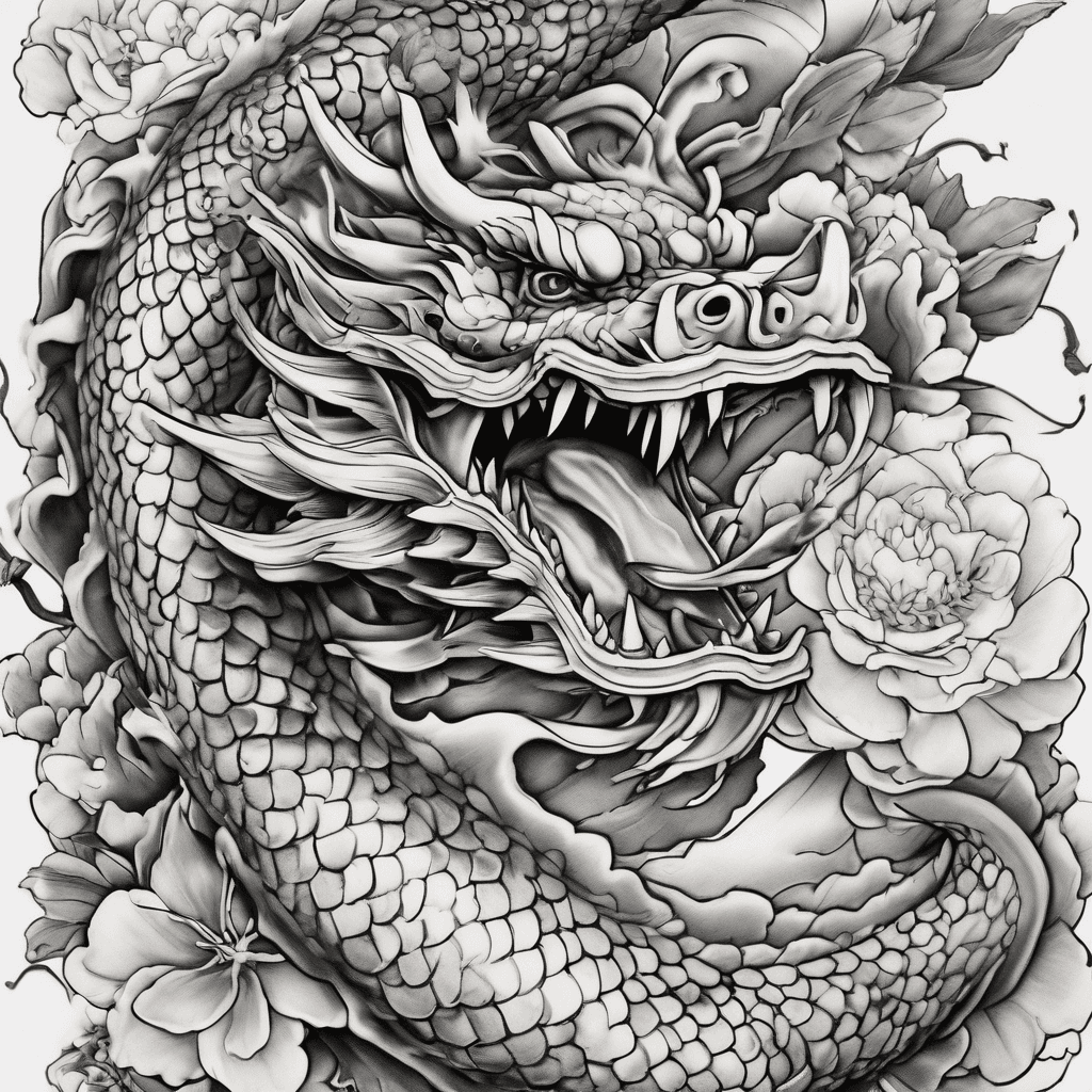 Pero dragón japonés para la mano que tenga un diseño para los dedos