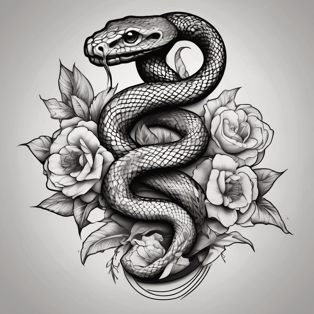 snake with flowers and playing card suites