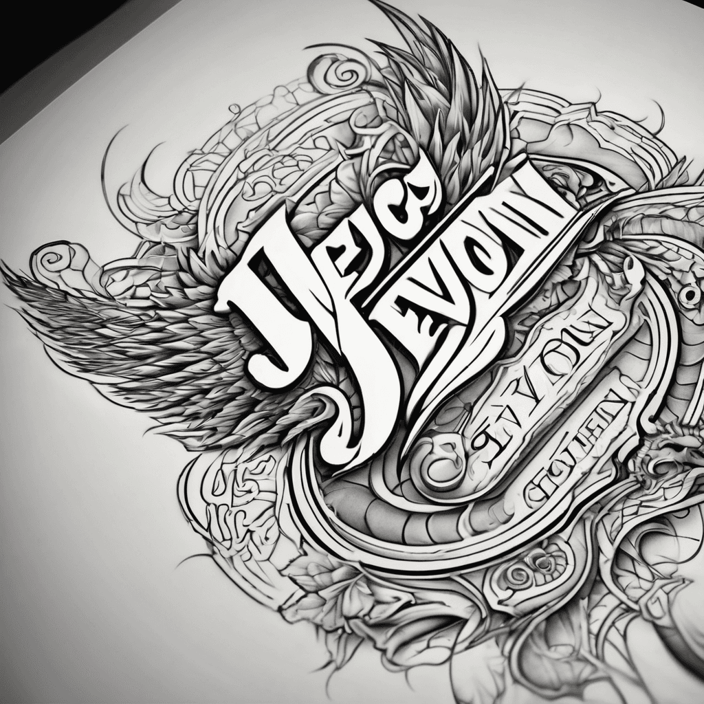 A beautiful tattoo design featuring the name "Jevon" in elegant lettering