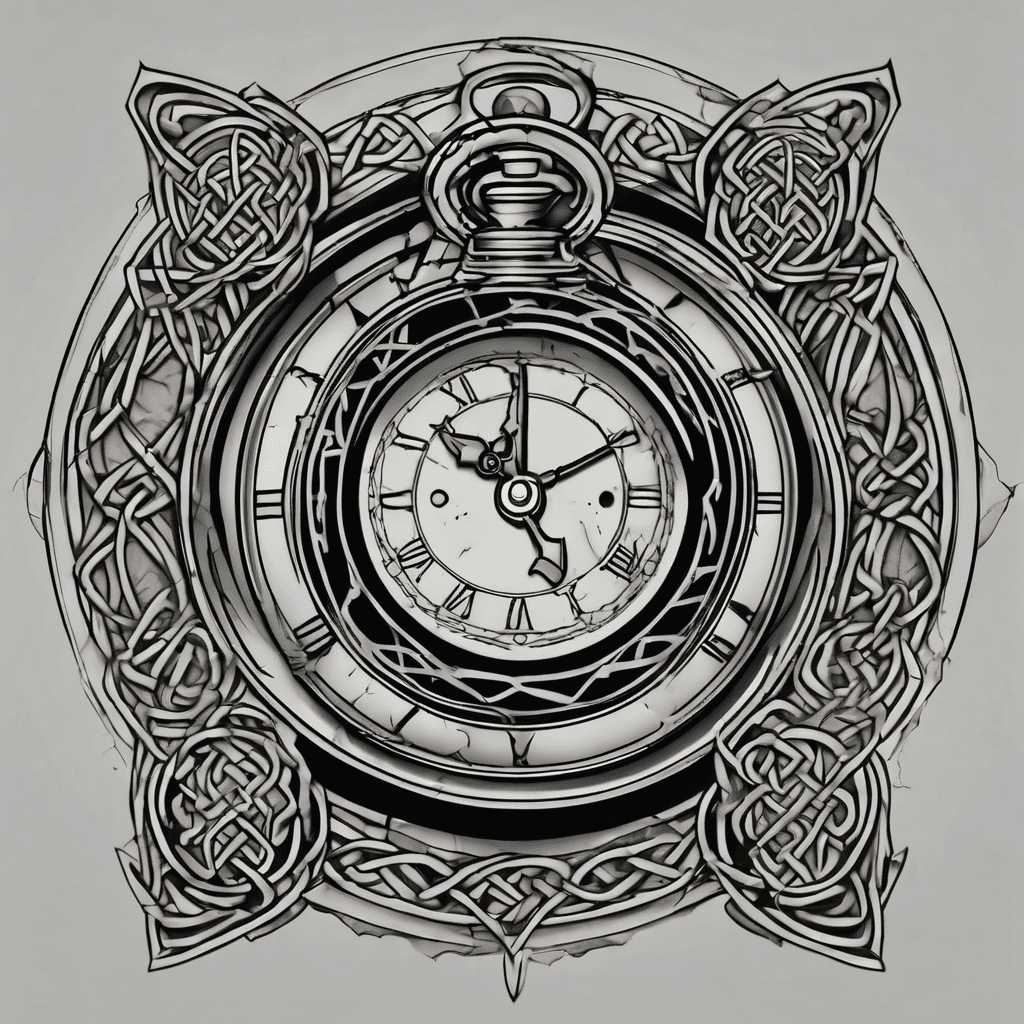 Celtic Iaff with a old school pocket watch with cracked glass